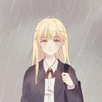 被雨淋的学生黄头发情侣头像一左一右