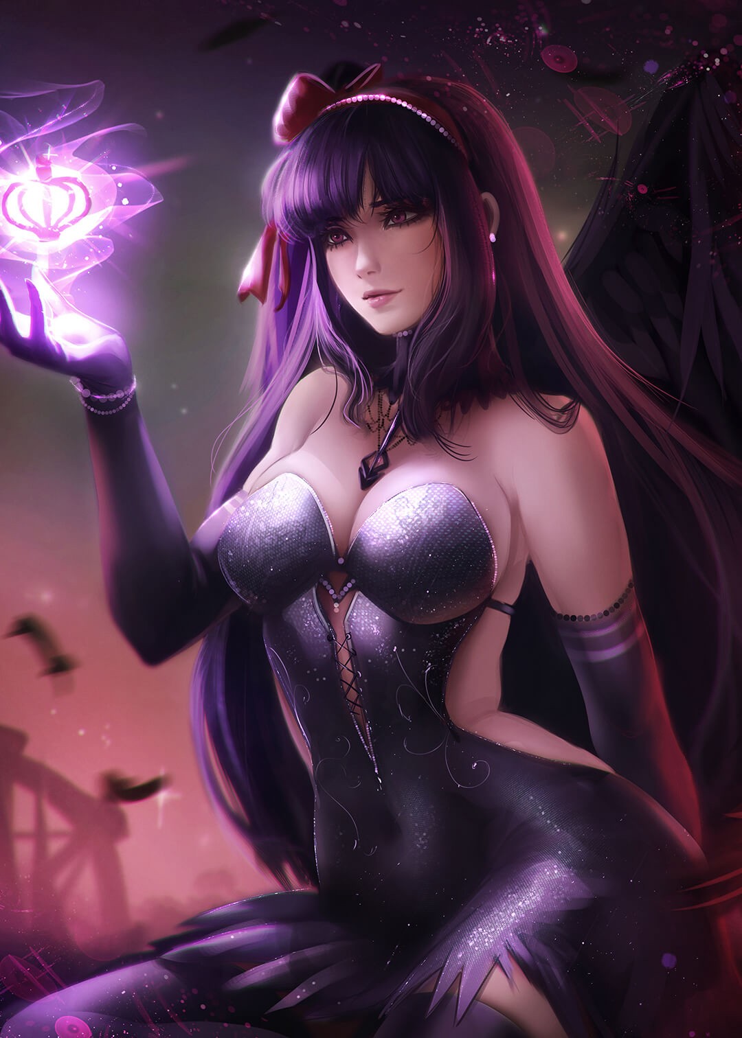紫色头发紫色服装美女美图，这是英雄联盟的女英雄吗？