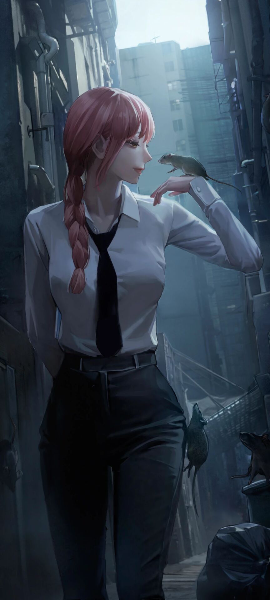 白色衬衣美女，手机竖屏动漫壁纸，挺好看