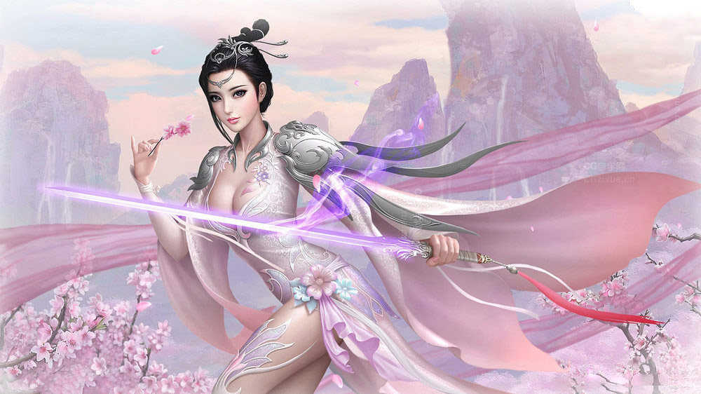古风美女粉红色衣服壁纸