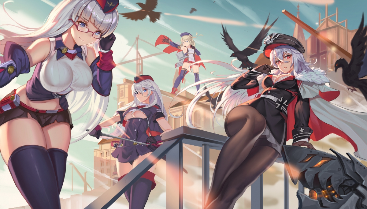 长头发少女 短裤裙 手套 帽 制服 武器 剑 电脑动漫壁纸