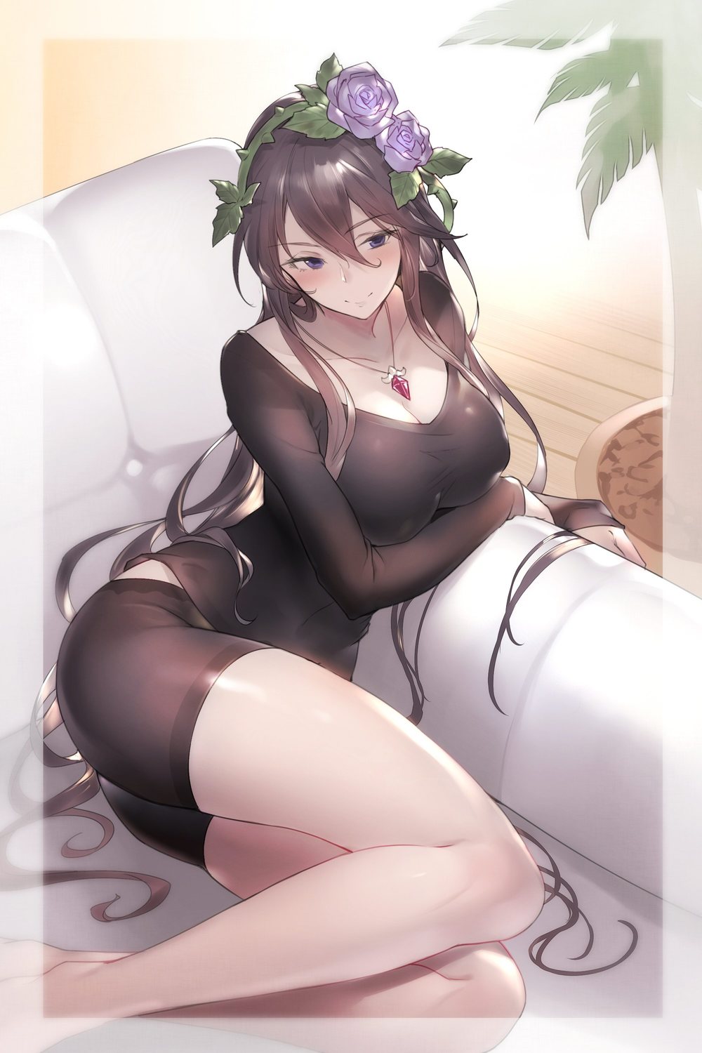 黑色紧身衣动漫美女手机壁纸