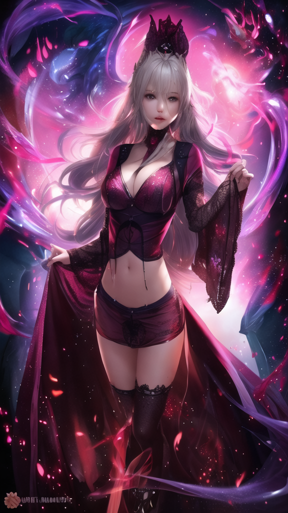 AI绘图，同一张图出不同结果，紫色衣服美女美图