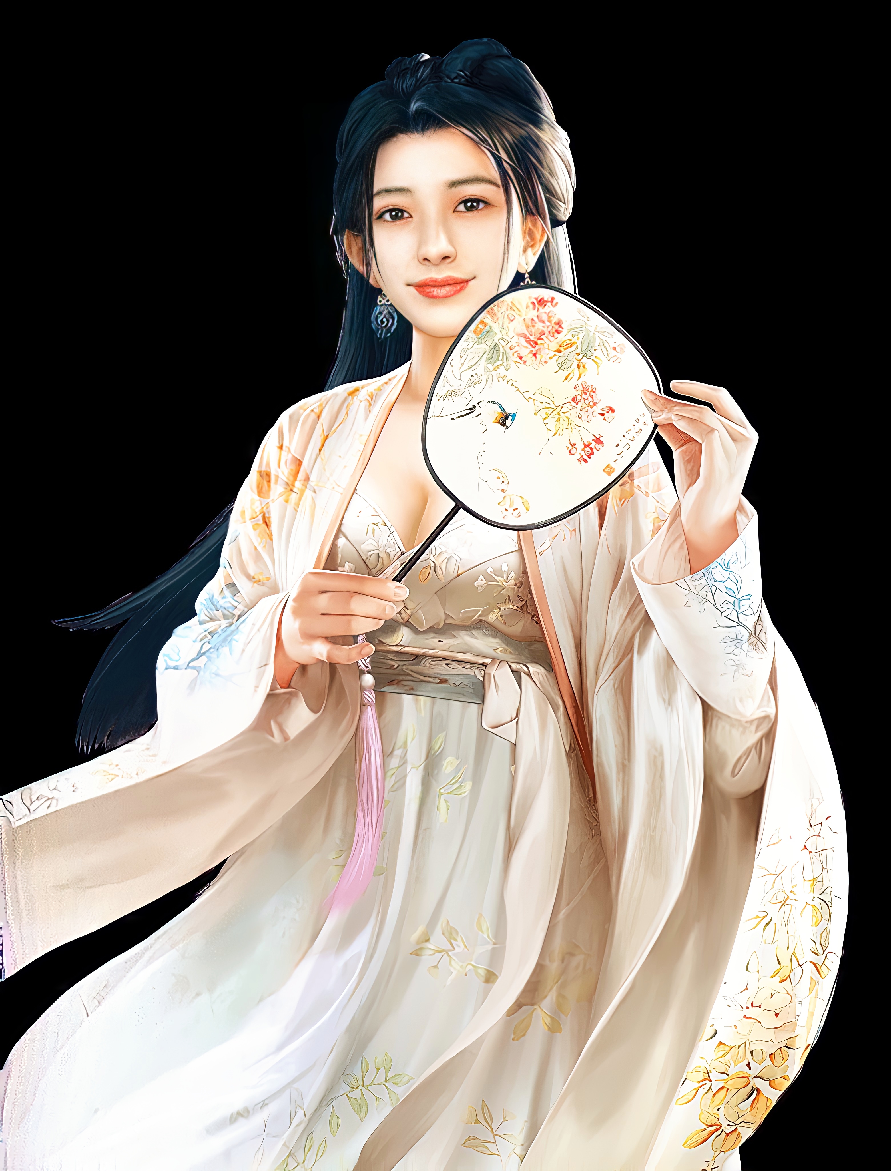古风黑发美女壁纸，古风人物美图素材