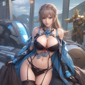 AI绘图，机甲女战士