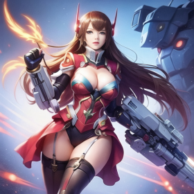 AI绘图，机甲女战士