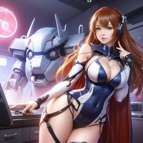 AI绘图，机甲女战士