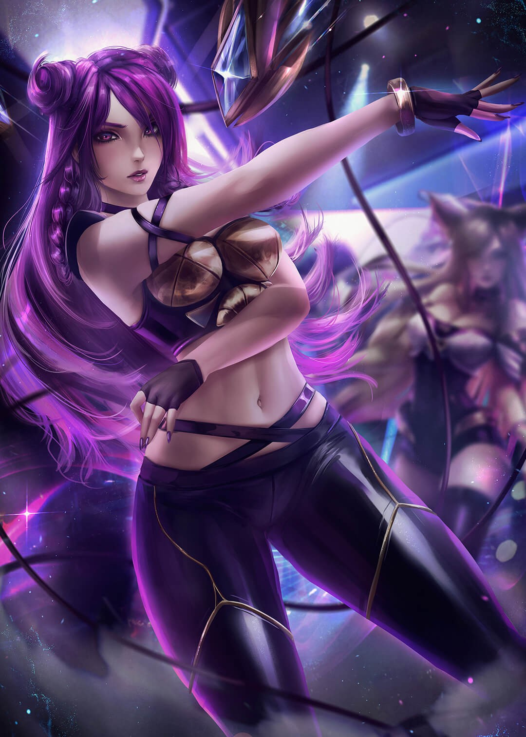 LOL英雄联盟卡莎美图，KDA女团卡莎紫色头发紧身皮裤真迷人！