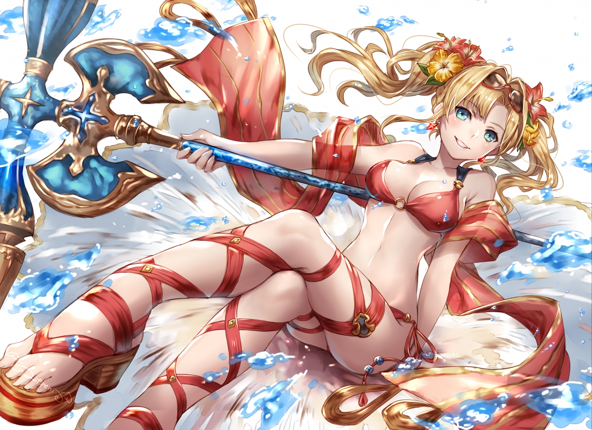 魔法杖 比基尼美少女 蓝色眼睛 电脑动漫壁纸